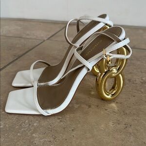 Elegant White and Gold Women's Heels